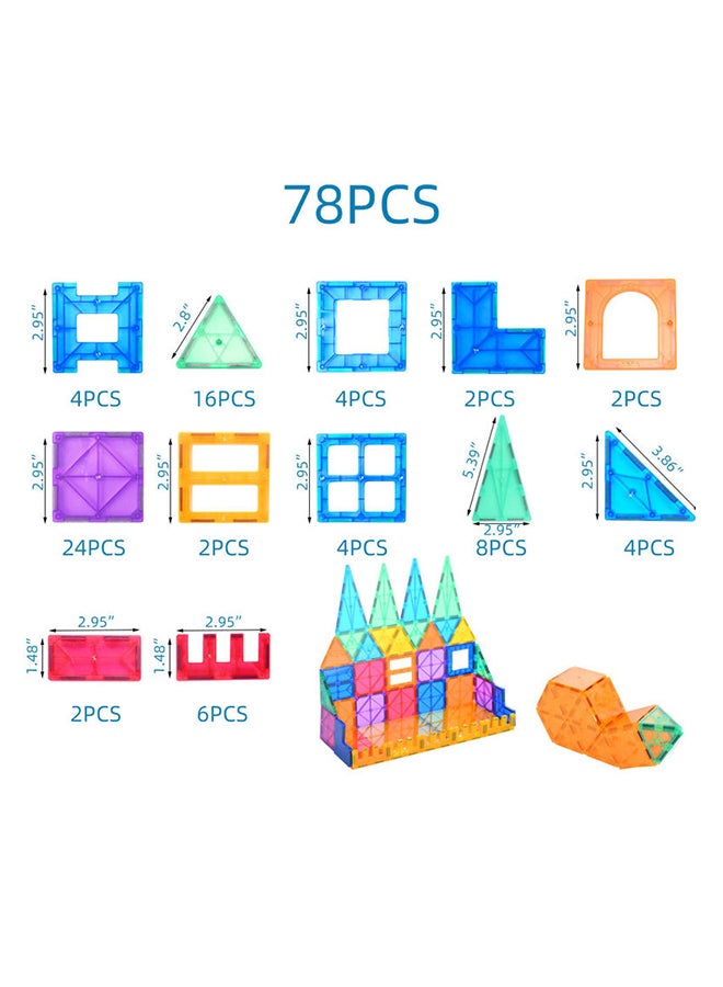 عربست مجموعة مكعبات بناء مغناطيسية للأطفال والأطفال الصغار مكونة من 78 قطعة JZRtoys14 78 أكبر من3 سنوات - Image 2