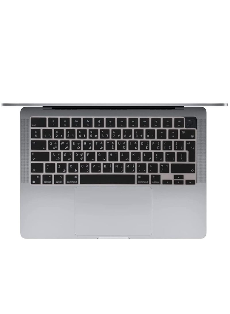 MacBook Keyboard Cover Skin for MacBook Pro 14 Inch 16 Inch Keyboard skin 2021 Compatible for A2442 A2485 UK English/Arabic Layout Keyboard Black - Image 5