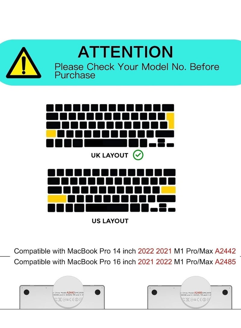 MacBook Keyboard Cover Skin for MacBook Pro 14 Inch 16 Inch Keyboard skin 2021 Compatible for A2442 A2485 UK English/Arabic Layout Keyboard Black - Image 4