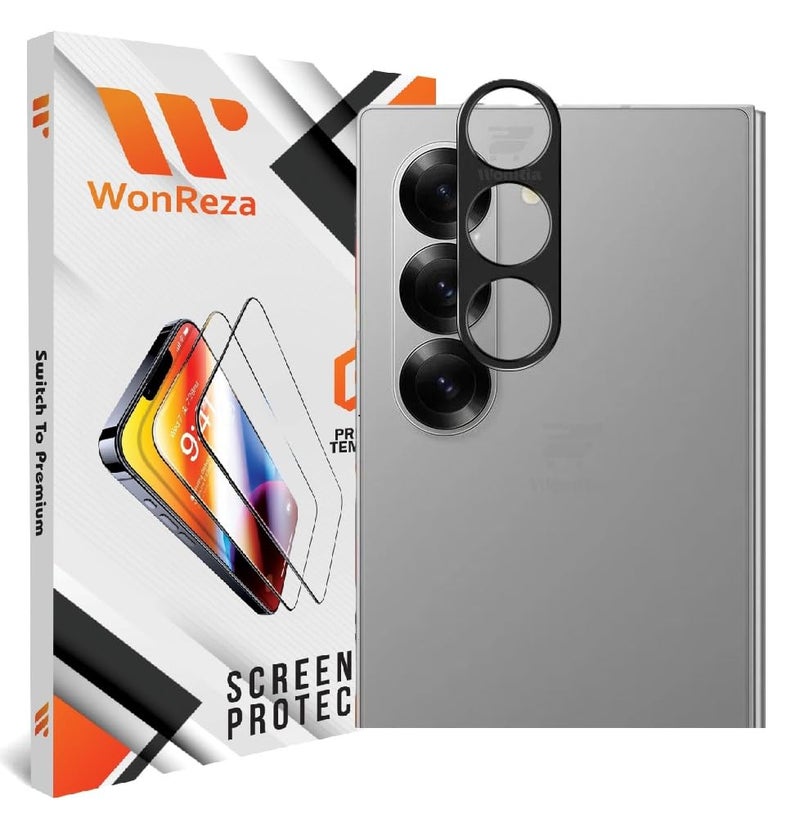 WonReza ® حزمة 1 - واقي زجاج الكاميرا الخلفية لجهاز سامسونج جالاكسي Z فولد 7 5G [3D بريميوم] واقي زجاج الكاميرا (أسود) - Image 1