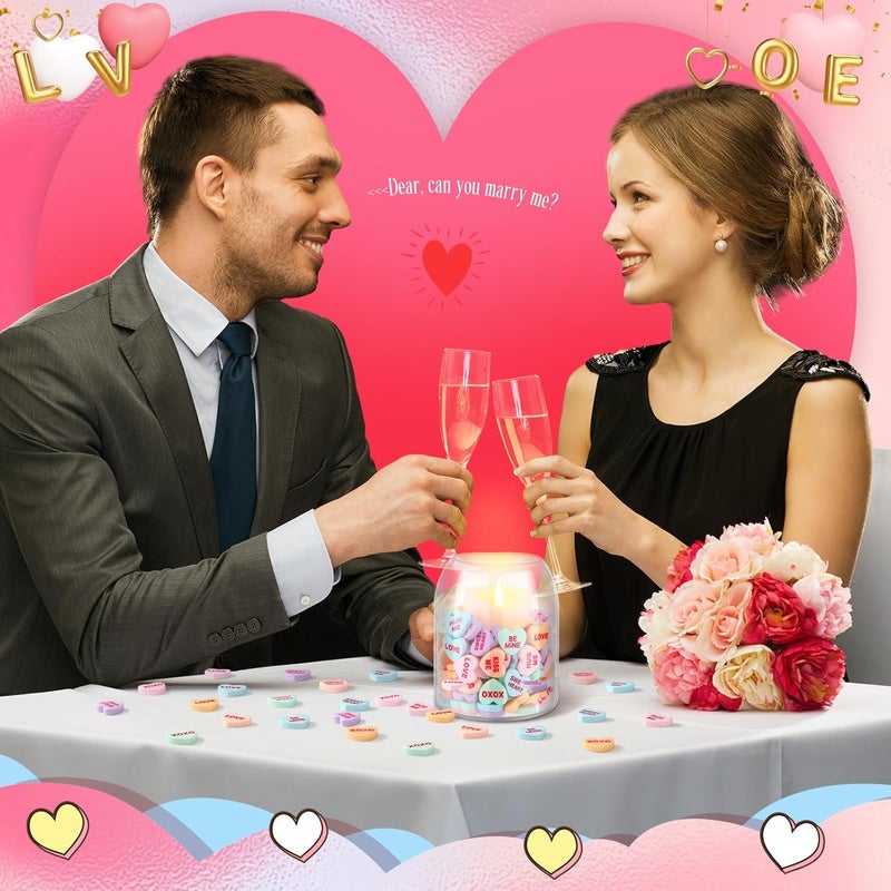 Threehoney 120 Pcs Conversation Hearts Vase Filler Valentine's Day Heart Ornament for Floating Candles Candy Heart Centerpiece for Valentine Wedding Home Table Party Decor, No Water Gel, Macaron Color - Image 5