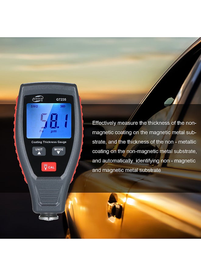 Benetech - جهاز قياس سمك الطلاء BENETECH GT235 LCD لقياس سمك الطلاء وقياس عمق طلاء السيارة 0~1800μm - Image 1