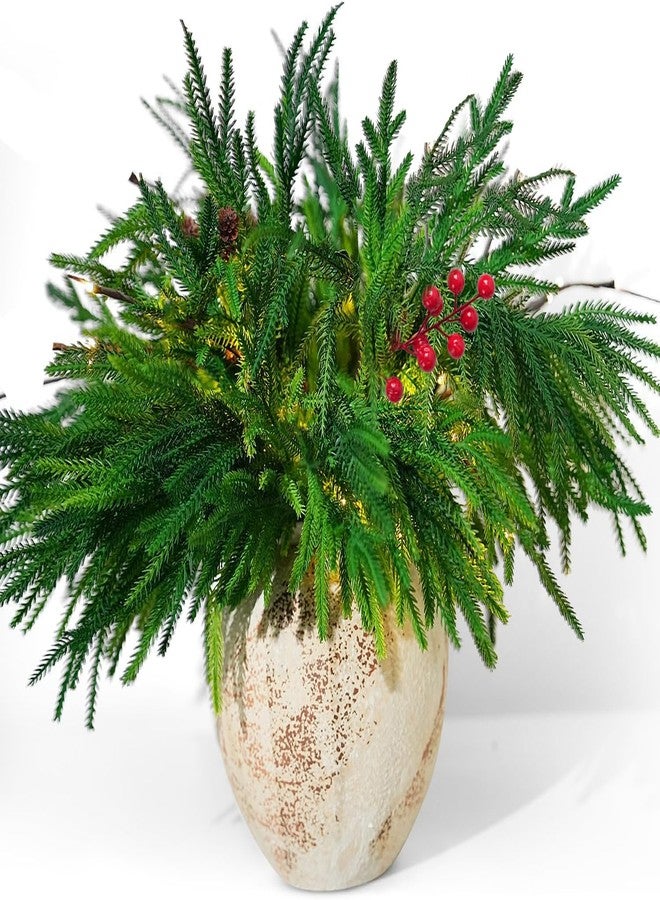 trytuny Norfolk Pine Branches, 12pcs Artificial Plants Norfolk Garland Real Touch Artificial Pine Branches Christmas Greenery, DIY Crafts for Xmas Indoor Outdoor Home Party New Year Decor - Image 1