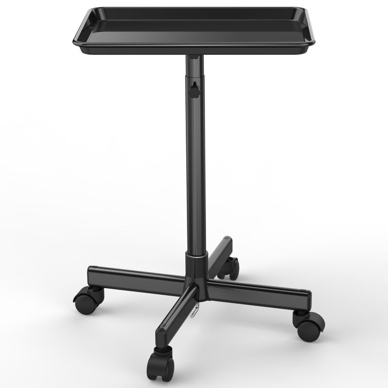 TASALON TASALON Premium Salon Tray on Wheels Aluminum Salon Rolling Tray Trolley for Salon Essentials Adjustable Height Provides Ample Storage for Hairstylist Tray Tattoo Tray and Clinic Tray Use  Black 