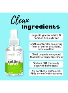 Bella Jade Makeup Setting Spray for Face - Long Lasting Mist: Hydrating Dewey Finishing + Organic Green Tea & MSM - All Skin Types - Large 4 oz Bottle  - Image 3