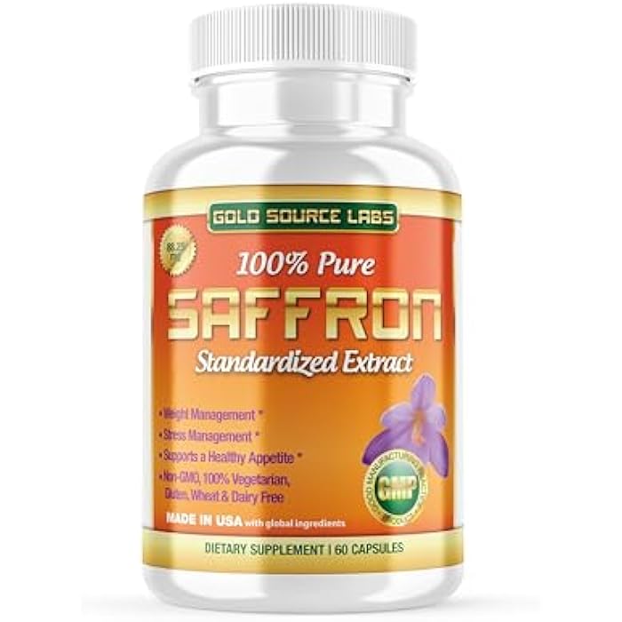 Gold Source Labs Saffron Extract Supplement - 88.25 mg Capsules with Standardized .3% Safranal Extract Plus Pure Saffron Powder, 60 Maximum Strength Vegetarian Pills - Premium Appetite and Eye Supplement - Image 1