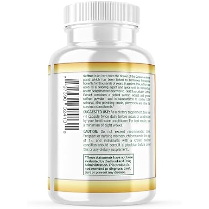 Gold Source Labs Saffron Extract Supplement - 88.25 mg Capsules with Standardized .3% Safranal Extract Plus Pure Saffron Powder, 60 Maximum Strength Vegetarian Pills - Premium Appetite and Eye Supplement - Image 2