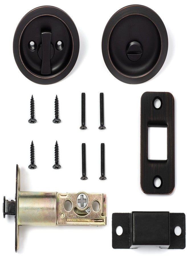 Dynasty Hardware Round Bed/Bath Privacy Pocket Door Latch Aged Oil Rubbed Bronze - Image 4