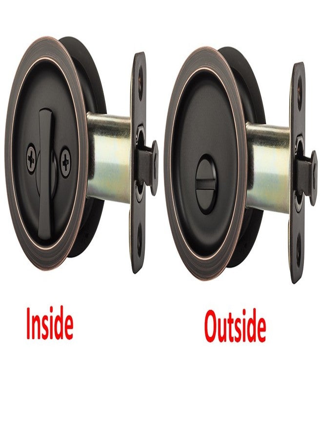 Dynasty Hardware Round Bed/Bath Privacy Pocket Door Latch Aged Oil Rubbed Bronze - Image 3