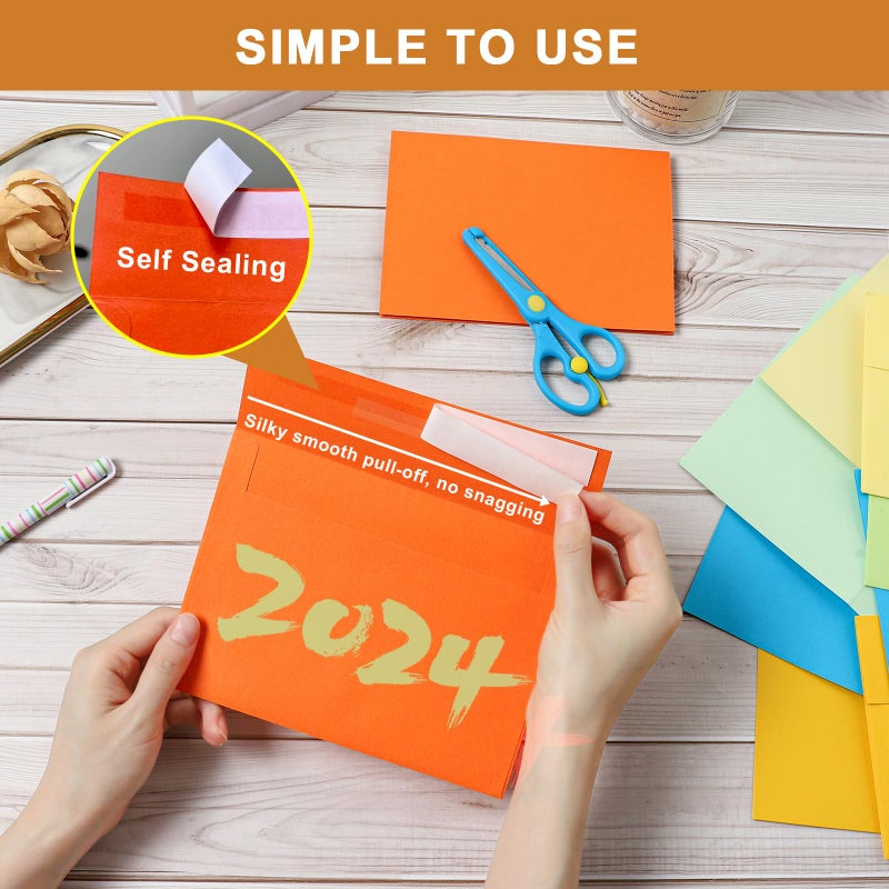 Silunkia 100 Packs 10 Assorted Colors Blank Note Cards and Envelopes 4 x 6 Heavyweight Folded Cardstock and A4 Envelopes Self Seal for Invitations, Wedding, DIY Greeting Cards, Birthday, Baby Showers - Image 5