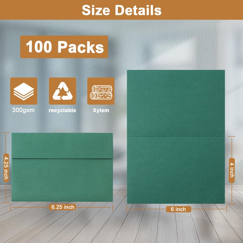 Silunkia 100 Packs 10 Assorted Colors Blank Note Cards and Envelopes 4 x 6 Heavyweight Folded Cardstock and A4 Envelopes Self Seal for Invitations, Wedding, DIY Greeting Cards, Birthday, Baby Showers - Image 2