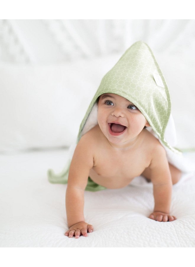 SwaddleDesigns Cotton Terry Velour Hooded Towel for Baby/Toddler, Absorbent with Satin Trim, Absorbent with Satin Trim, Kiwi Mini Mod Circles - Image 4