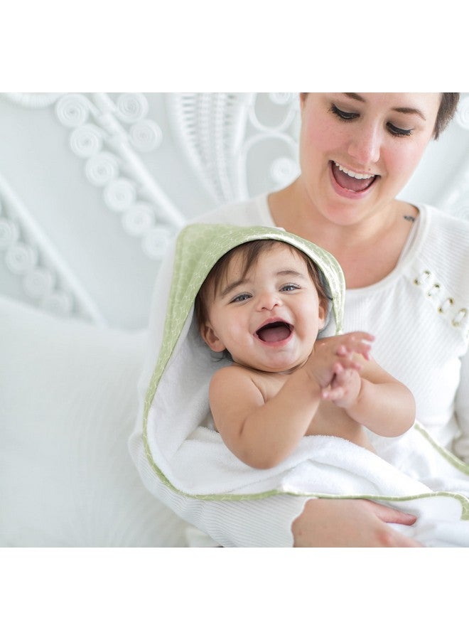 SwaddleDesigns Cotton Terry Velour Hooded Towel for Baby/Toddler, Absorbent with Satin Trim, Absorbent with Satin Trim, Kiwi Mini Mod Circles - Image 3