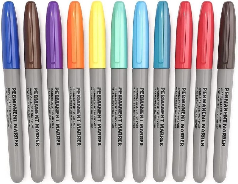 Fitto 12 Pieces 2-3mm Permanent Markers Assorted Colors 13.1cm - Image 1