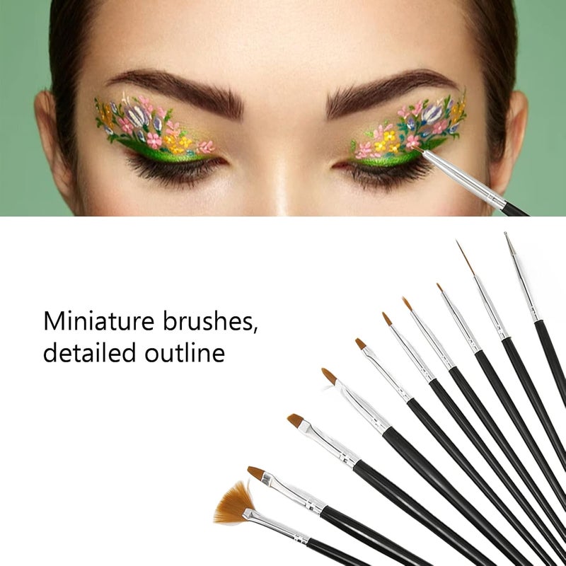 klarako Paint Brushes Set, 10 Pcs Artist Paint Brushes Set, Paint Brushes with Long Handle for Acrylic Oil Watercolor, Face Nail Art, Miniature Detailing and Rock Painting - Image 2