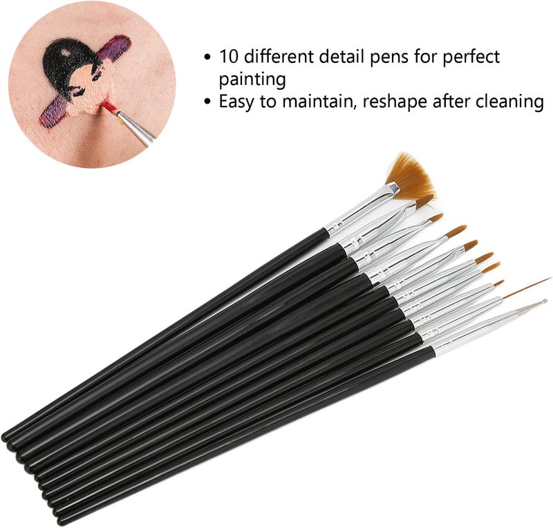klarako Paint Brushes Set, 10 Pcs Artist Paint Brushes Set, Paint Brushes with Long Handle for Acrylic Oil Watercolor, Face Nail Art, Miniature Detailing and Rock Painting - Image 4