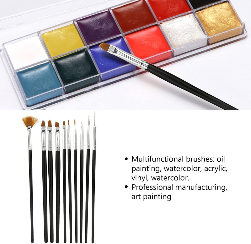 klarako Paint Brushes Set, 10 Pcs Artist Paint Brushes Set, Paint Brushes with Long Handle for Acrylic Oil Watercolor, Face Nail Art, Miniature Detailing and Rock Painting - Image 3