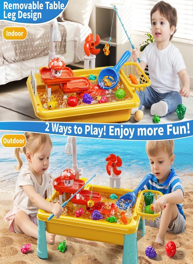 JUKUDAHU Water Table Toy for Kids 3 4 5 6 Years Old - Outdoor Kitchen Toys Set with Electrical Faucet, Toddler Fishing Games, Beach Sensory Water Table Playset, Gifts for Boys Girls 3-5 4-6 (Yellow) - Image 5