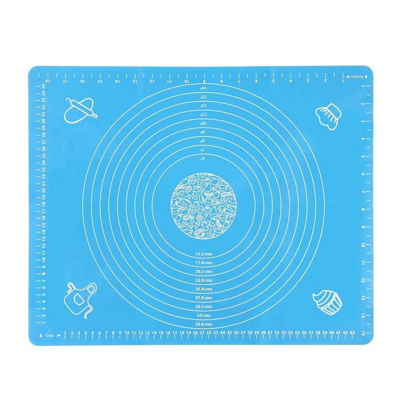 Cutting Edge Essentials Silicone Baking Mat NonStick Stretchable Fondant Atta Kneading Sheet with Measurement Design for Rolling Roti and Chapati Blue Pack of 1 50 X 40 Cm - Image 1