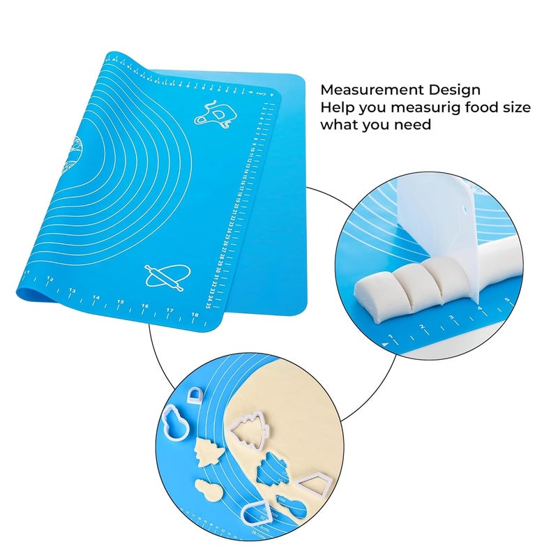 Cutting Edge Essentials Silicone Baking Mat NonStick Stretchable Fondant Atta Kneading Sheet with Measurement Design for Rolling Roti and Chapati Blue Pack of 1 50 X 40 Cm - Image 3
