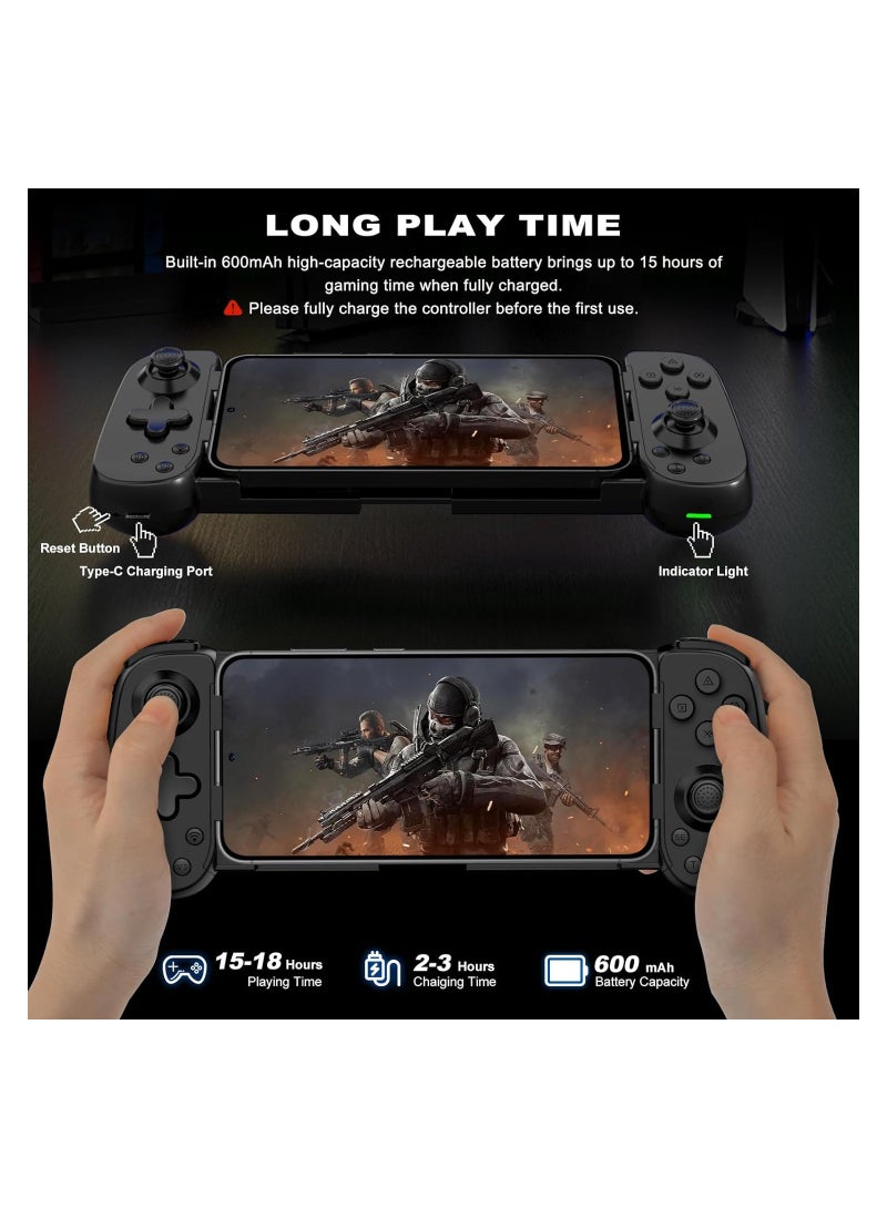 Mobile Gaming Controller Compatible with Phone/Pad/Android/Tablet/PC/Switch/PS3/PS4, Wireless Gamepad Joystick with Turbo/6-axis Gyro/Vibration, Play Cloud Gaming/PS Remote Play/Link - Image 5