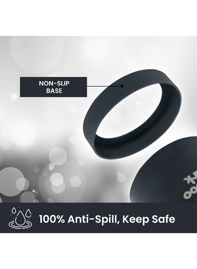 Bamboo Bark 1000 ML Insulated Water Bottle with Sipper Lid – Stainless Steel Double Wall Vacuum Flask for Hot & Cold Water Leak-Proof, Reusable Sports Thermos Bottle - (Black) - Image 5