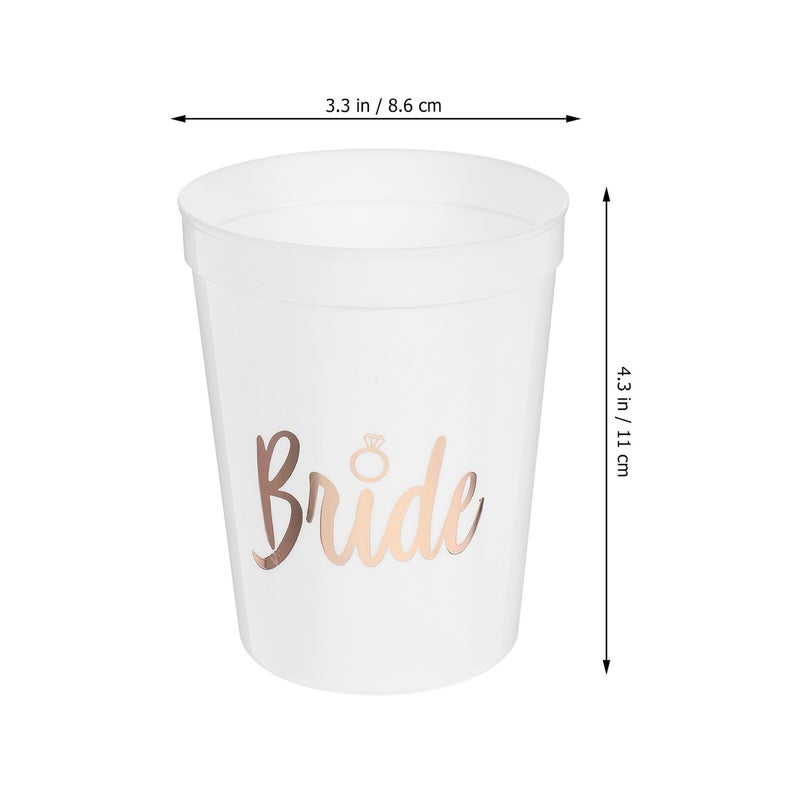 Unbreakable Plastic Wedding Wine Cups Sturdy Bride Themed 4 Piece Set For Party Cocktail Juice - Image 3