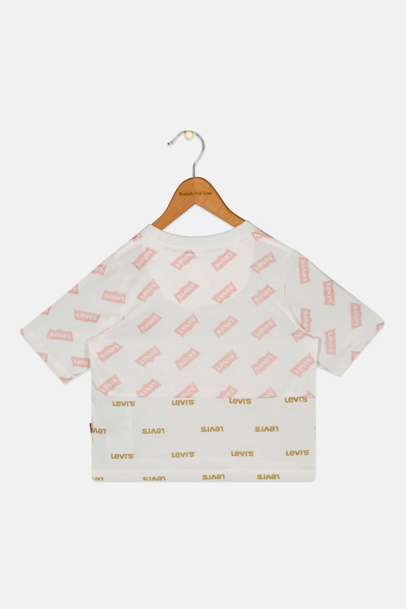 Levi's Toddlers Girl Crew Neck Short Sleeves Brand Logo T-Shirt, White - Image 2