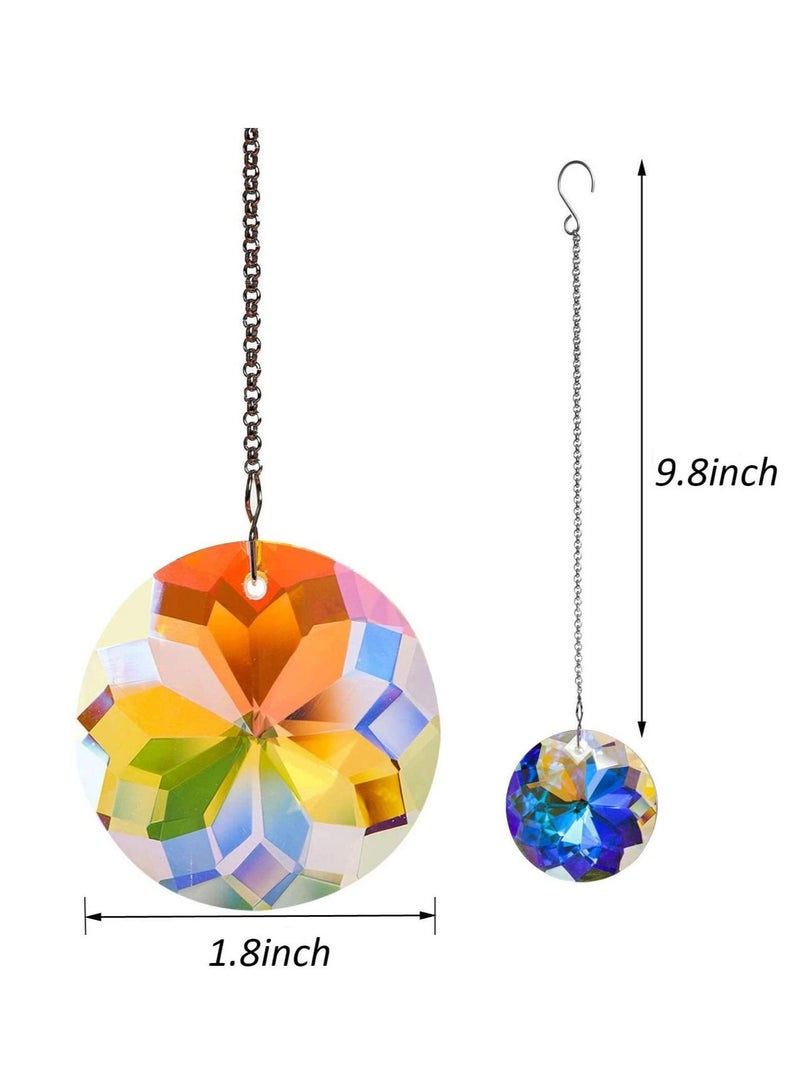 كابتن تيك Crystal Ball Prism Suncatcher, 2pcs Window Hanging Glass Rainbow Sun Catcher Pendant Ornaments with Chain for Home, Office, Garden, and Car Decoration - Image 4