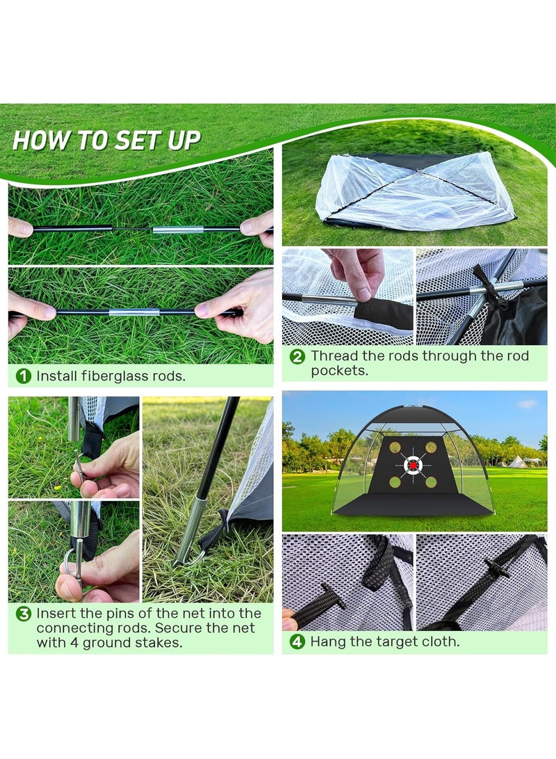 Arabest Golf Net, 10x7FT with Golf Practice Mat, Hitting Aid Nets for Backyard Driving Chipping Training Swing with Targets Outdoor or Indoor– Gifts for Men/Dad/Him - Image 3