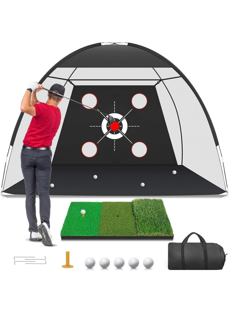 Arabest Golf Net, 10x7FT with Golf Practice Mat, Hitting Aid Nets for Backyard Driving Chipping Training Swing with Targets Outdoor or Indoor– Gifts for Men/Dad/Him - Image 1