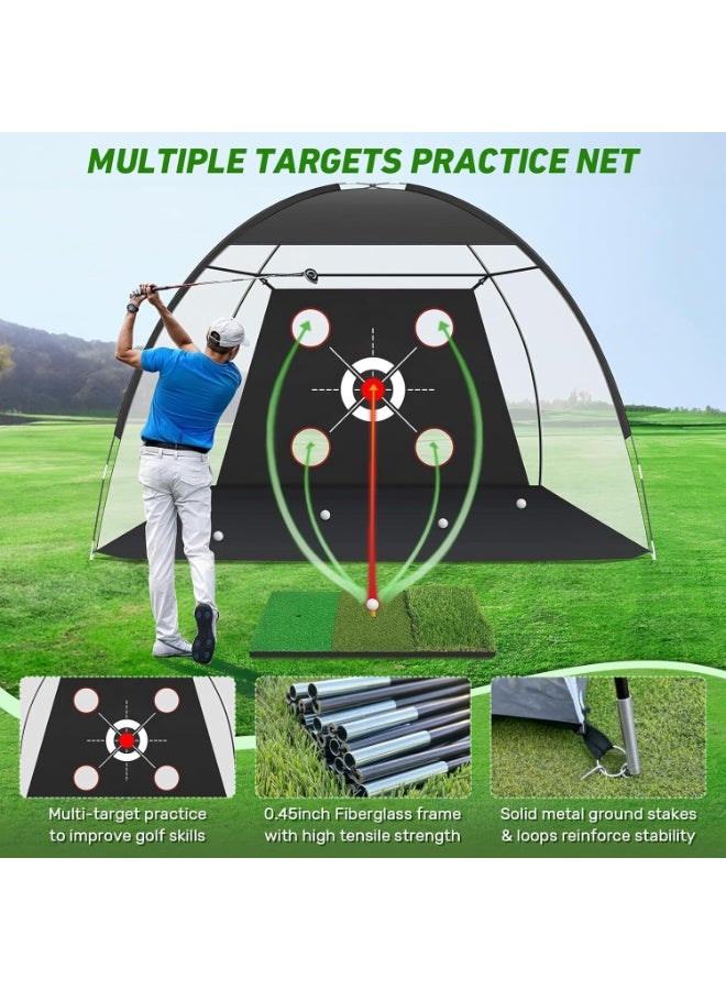 Arabest Golf Net, 10x7FT with Golf Practice Mat, Hitting Aid Nets for Backyard Driving Chipping Training Swing with Targets Outdoor or Indoor– Gifts for Men/Dad/Him - Image 2