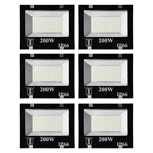 Desidiya® 200W Led Flood Light, IP66 Waterproof Led Lights with 120° Wide Beam | Halogen Light, Focus Led Lamp Light for Yard, Showroom, Shop, Factory, Warehouse, Temple, Tent (Cool White)-Pack of 6 - Image 1