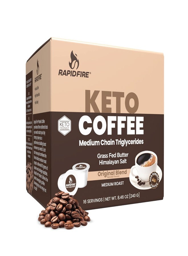 Rapid Fire Rapidfire Original Flavor High Performance Keto Coffee Pods, Supports Energy & Metabolism, Single Serve K Cup, Brown, 16 Count - Image 1