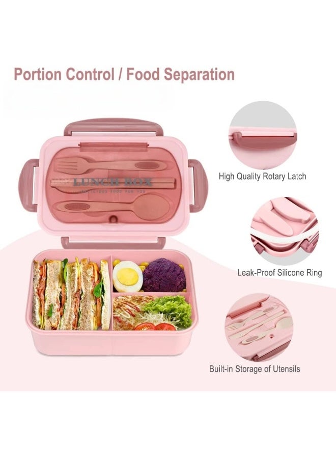شيبشيب علبة غداء بسعة 1200 مل مانعة للتسرب مع أدوات الطعام، حاويات غداء محمولة بثلاثة أقسام - Image 2
