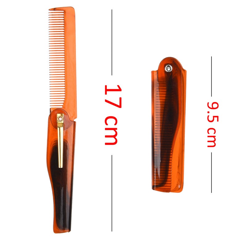 Kare Kind Kare & Kind Folding Pocket Comb for Men - 4 Pc Fine Tooth Comb (2 Brown and 2 Black Set) - For Styling Hair, Mustache, Beard - Men's Grooming - Ideal Gift - Image 2