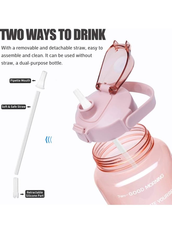 Gallon Large Motivational Sports Water Bottle With Time Marker And Straw - Image 3