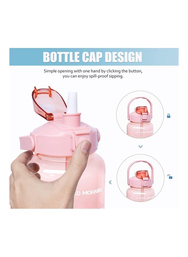 Gallon Large Motivational Sports Water Bottle With Time Marker And Straw - Image 2