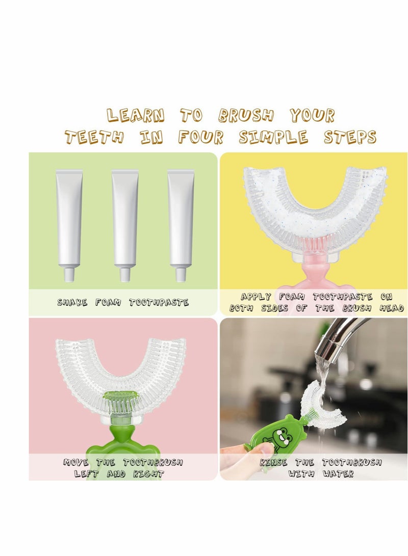 3 Pack U-Shaped Kids Toothbrushes with Soft Silicone Bristles for 360 Degree Oral Care for Toddlers - Image 5