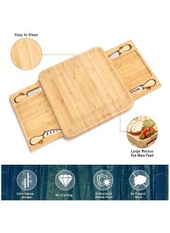 Arabest Bamboo Cheese Board and Knife Set, Charcuterie Board and Serving Meat Platter, Large Cheese Board Set, Serving Ttrays for Party, Home, New House Warming Gifts  - Image 4