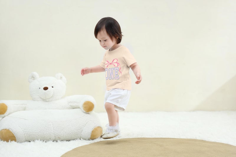 TITKKOP Baby Girl 1st Birthday Shirt,First Birthday Outfit Girl - One Year Old Short Sleeve Tee(9-12M,Beige) - Image 4