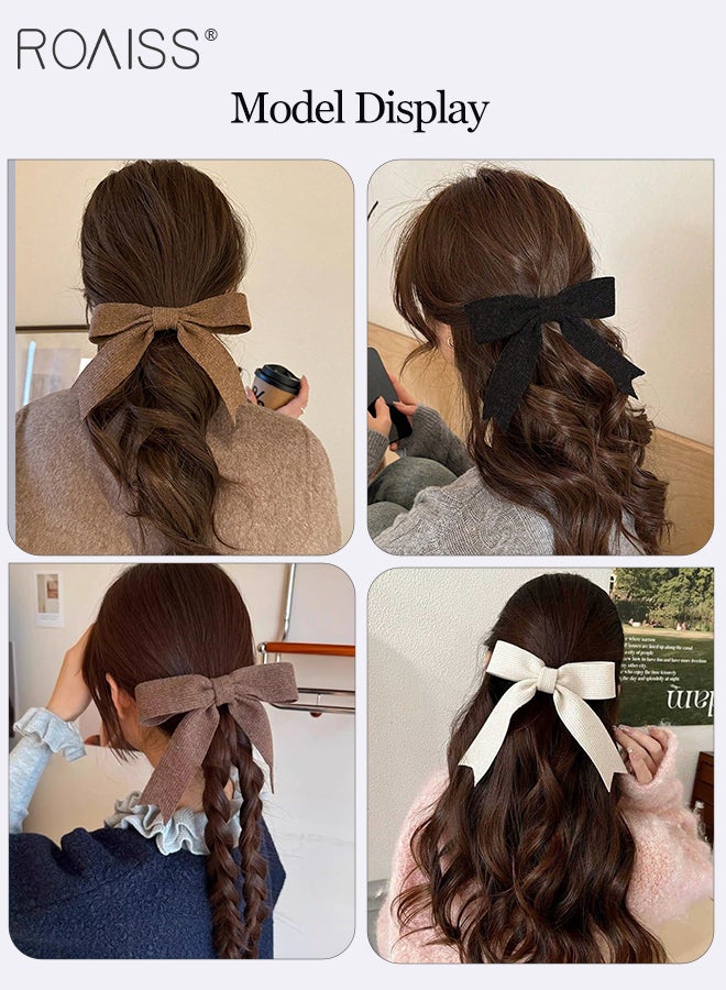 رويس 8 قطع من إكسسوارات الشعر الأنيقة على شكل فيونكة، 3 قطع من مشابك الشعر المحبوكة على شكل فيونكة مع شرائط، 3 قطع من مشابك المخلب على شكل فيونكة مزدوجة الجوانب، قطعتان من ربطات الشعر الساتان العتيقة، إكسسوارات شعر أنيقة مناسبة للارتداء اليومي والحفلات - Image 3
