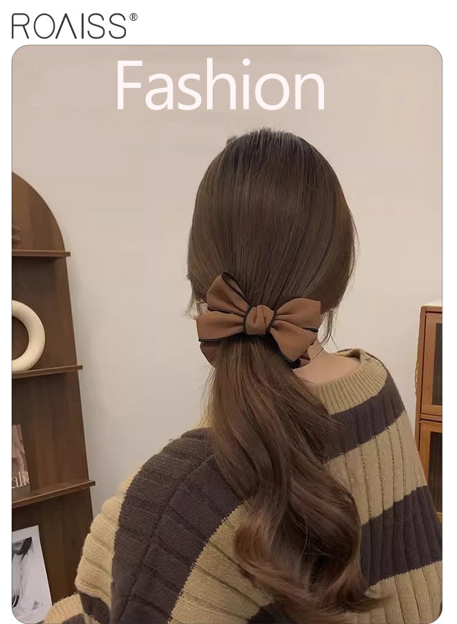 رويس 8 قطع من إكسسوارات الشعر الأنيقة على شكل فيونكة، 3 قطع من مشابك الشعر المحبوكة على شكل فيونكة مع شرائط، 3 قطع من مشابك المخلب على شكل فيونكة مزدوجة الجوانب، قطعتان من ربطات الشعر الساتان العتيقة، إكسسوارات شعر أنيقة مناسبة للارتداء اليومي والحفلات - Image 5