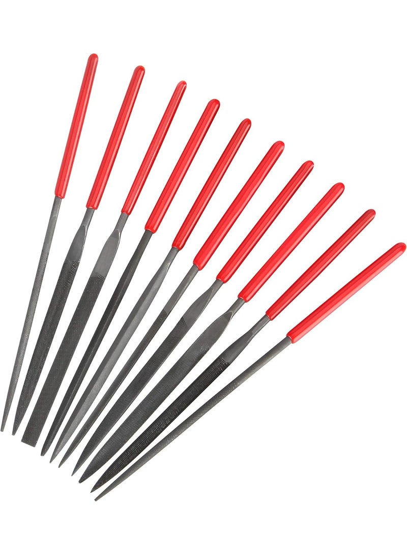 10-Piece Needle File Set – Hardened Alloy Steel Mini Files – Precision Hand Tools with PVC Pouch and Dipped Handles for Metal, Wood & Plastic - Image 1