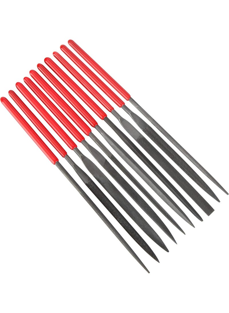 10-Piece Needle File Set – Hardened Alloy Steel Mini Files – Precision Hand Tools with PVC Pouch and Dipped Handles for Metal, Wood & Plastic - Image 2