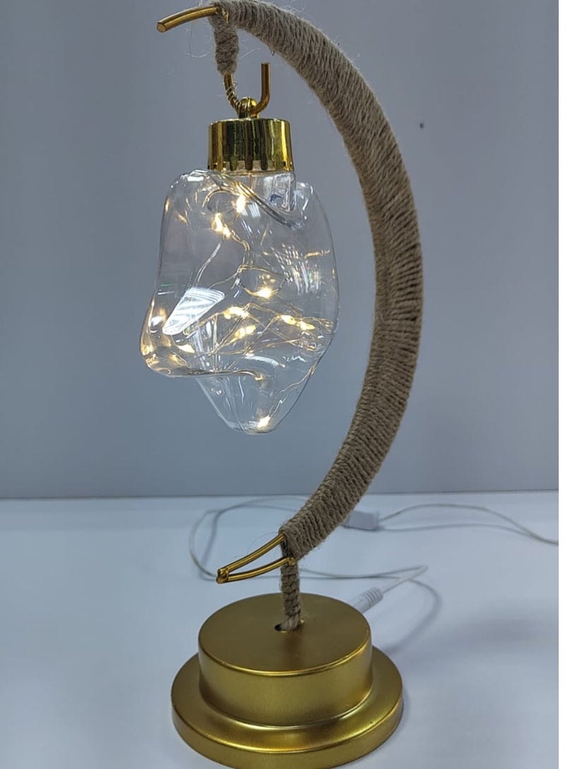 "Moon-Shaped LED Table Lamp with Hanging Star Light – USB Powered Decorative Night Light" - Image 4