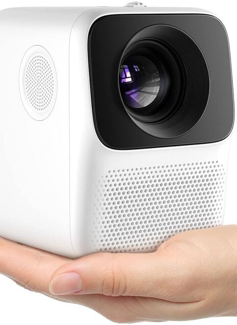 Portable Smart TV Projector for Bedroom Wall, 150 ANSI Lumen, Native 1080p HD, Android OS with Build-in APP & Speaker, Connect iPhone/Android Phone with 2.4G WIFI/Bluetooth/HDMI- L2 (Black & White)