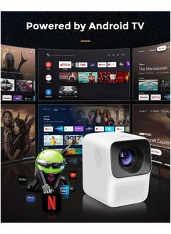 Generic Portable Smart TV Projector for Bedroom Wall, 150 ANSI Lumen, Native 1080p HD, Android OS with Build-in APP & Speaker, Connect iPhone/Android Phone with 2.4G WIFI/Bluetooth/HDMI- L2 (Black & White)  - Image 5