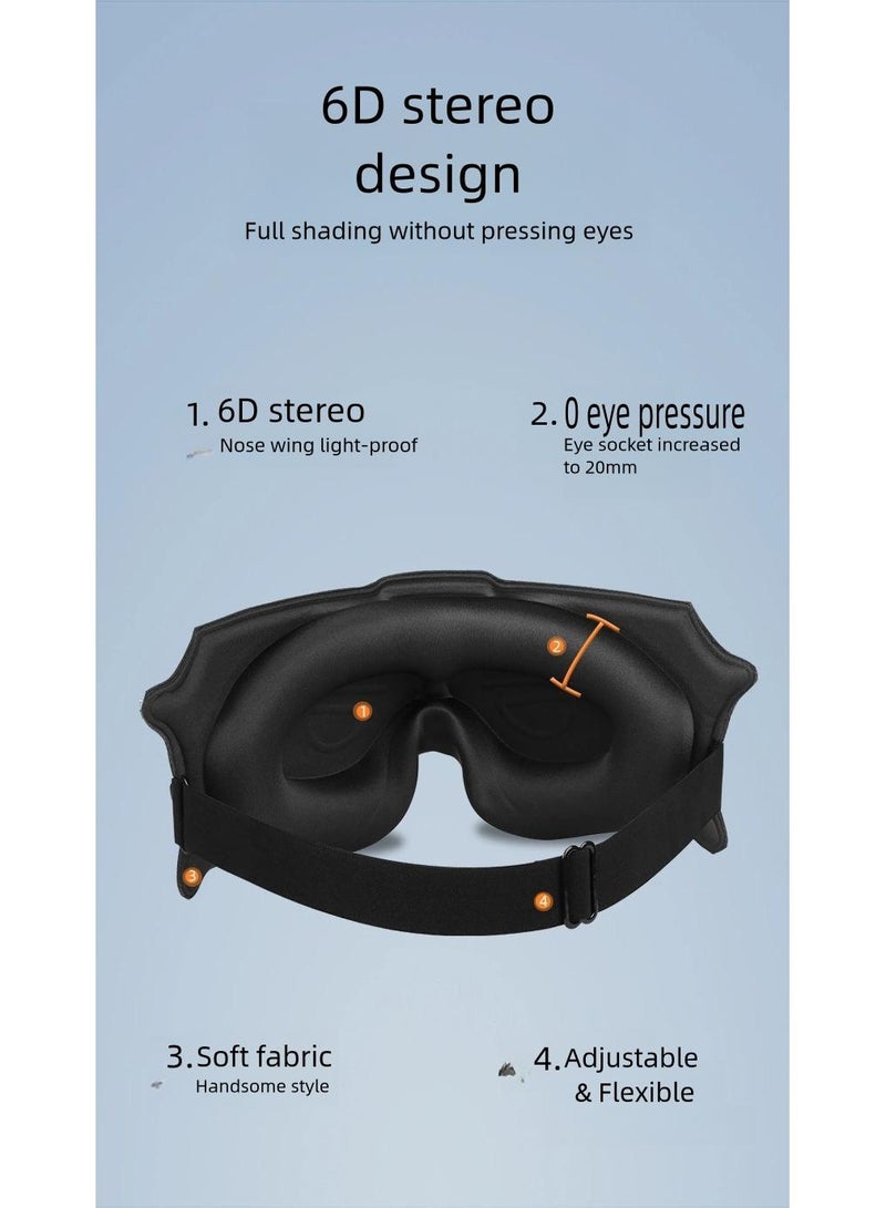 Sleep Eye Mask for Men and Women - Upgraded Blackout 3D Eye Mask for Calm Sleep | 100% Blackout Nose Bridge Design | Soft and Comfortable Eyeshadow Cover for Travel, Yoga, Napping - Black - Image 3