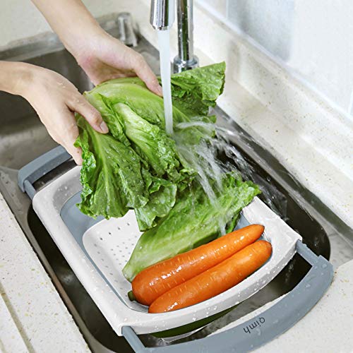 Qimh Collapsible Colander | Over The Sink Silicone Kitchen Strainers and Colanders with Extendable Handles | Veggies, Fruit and Pasta Foldable Strainer for Kitchen, 6-Quart, BPA Free - Image 4